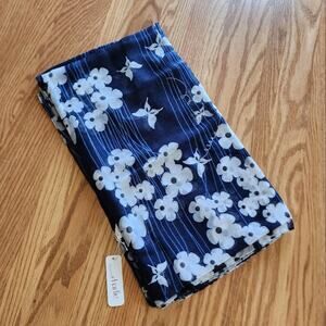 Charming Charlie Scarf Wrap Floral Butterfly Blue and White